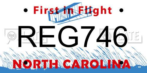 REG746 North Carolina License Plate