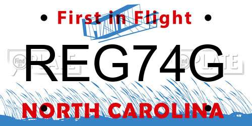 REG74G North Carolina License Plate