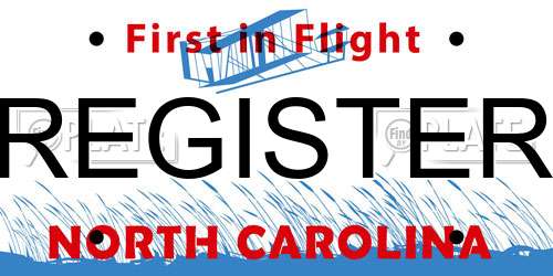 REGISTER North Carolina License Plate