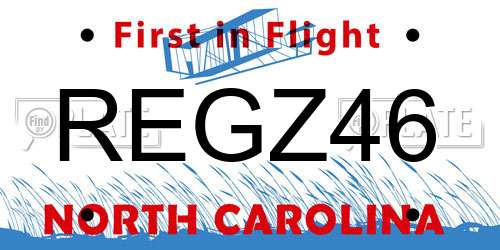 REGZ46 North Carolina License Plate