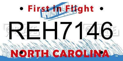 REH7146 North Carolina License Plate