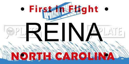 REINA North Carolina License Plate
