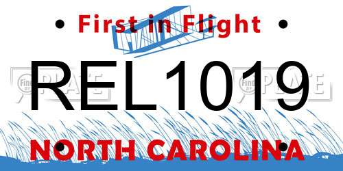 REL1019 North Carolina License Plate