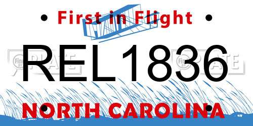 REL1836 North Carolina License Plate