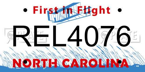 REL4076 North Carolina License Plate