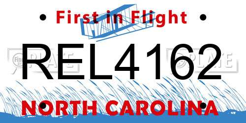 REL4162 North Carolina License Plate