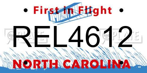 REL4612 North Carolina License Plate