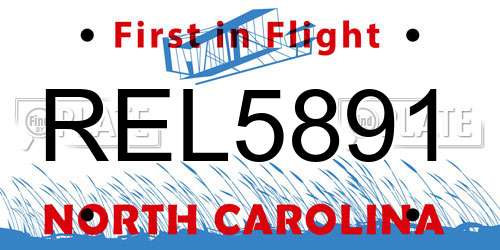 REL5891 North Carolina License Plate