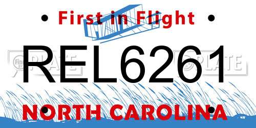 REL6261 North Carolina License Plate