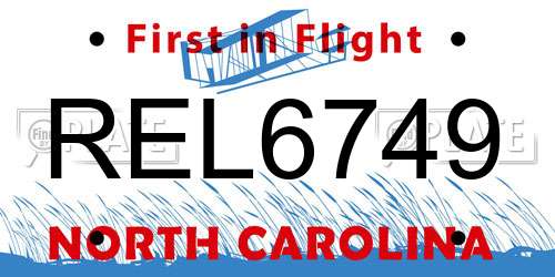 REL6749 North Carolina License Plate