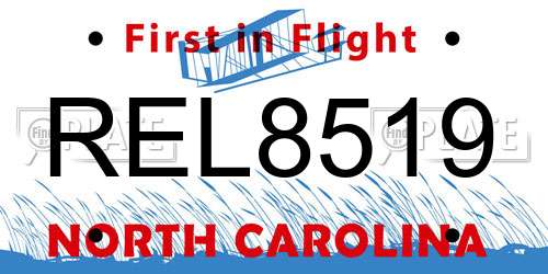 REL8519 North Carolina License Plate