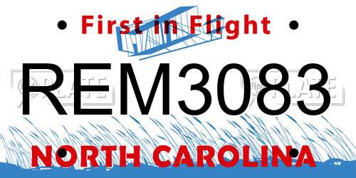 REM3083 North Carolina License Plate