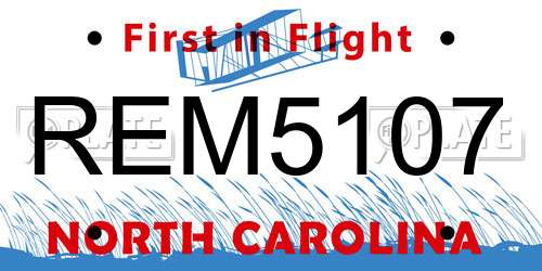 REM5107 North Carolina License Plate
