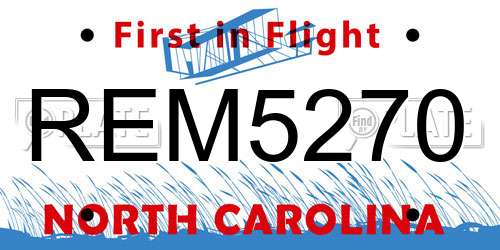 REM5270 North Carolina License Plate