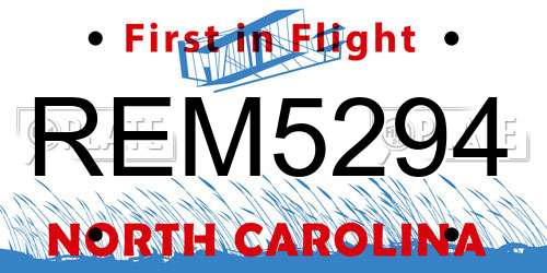 REM5294 North Carolina License Plate