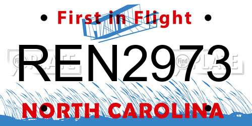 REN2973 North Carolina License Plate