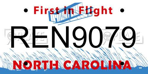 REN9079 North Carolina License Plate