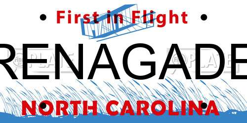 RENAGADE North Carolina License Plate