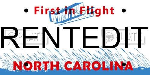 RENTEDIT North Carolina License Plate