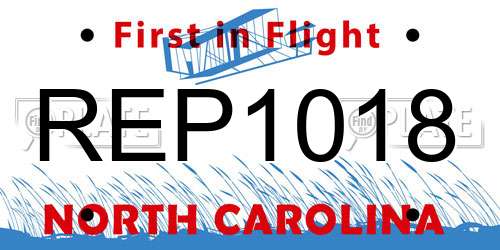 REP1018 North Carolina License Plate