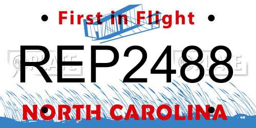 REP2488 North Carolina License Plate