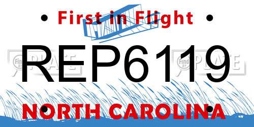 REP6119 North Carolina License Plate