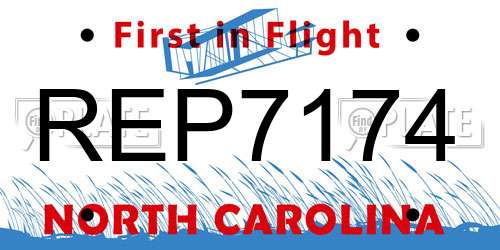 REP7174 North Carolina License Plate