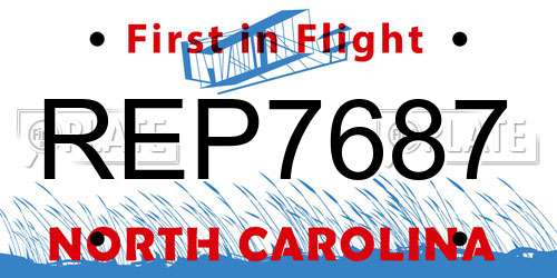REP7687 North Carolina License Plate