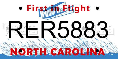 RER5883 North Carolina License Plate