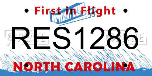 RES1286 North Carolina License Plate