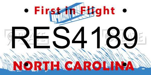 RES4189 North Carolina License Plate