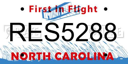RES5288 North Carolina License Plate