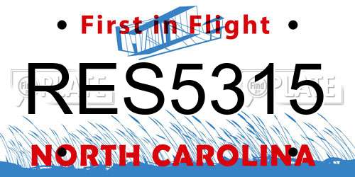 RES5315 North Carolina License Plate