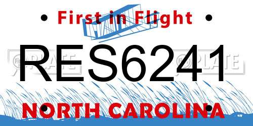 RES6241 North Carolina License Plate