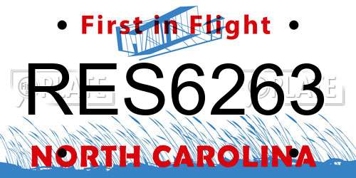 RES6263 North Carolina License Plate