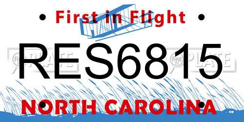 RES6815 North Carolina License Plate