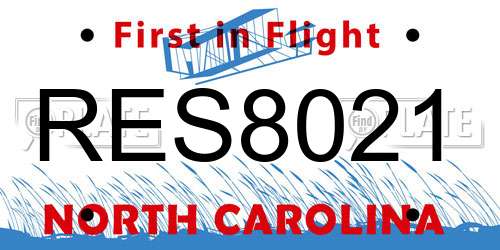 RES8021 North Carolina License Plate