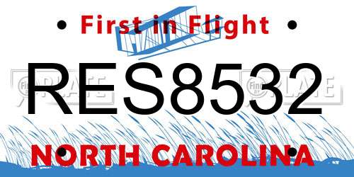 RES8532 North Carolina License Plate