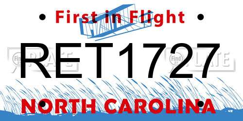 RET1727 North Carolina License Plate