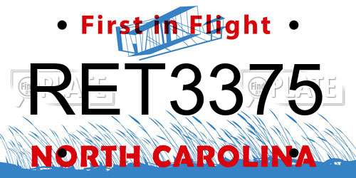 RET3375 North Carolina License Plate