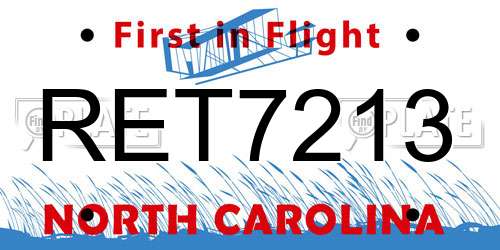 RET7213 North Carolina License Plate
