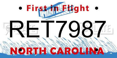 RET7987 North Carolina License Plate