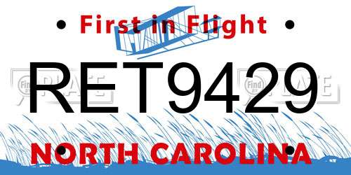 RET9429 North Carolina License Plate