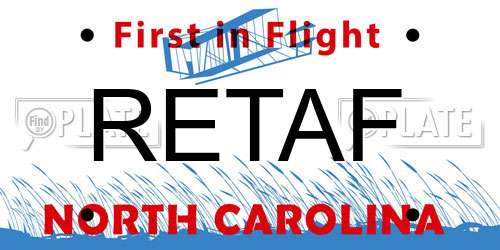 RETAF North Carolina License Plate