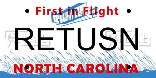 RETUSN North Carolina License Plate