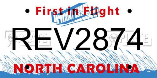 REV2874 North Carolina License Plate