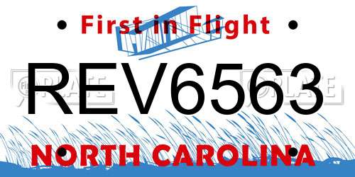 REV6563 North Carolina License Plate