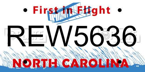REW5636 North Carolina License Plate