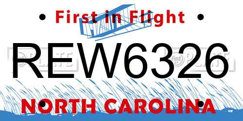 REW6326 North Carolina License Plate