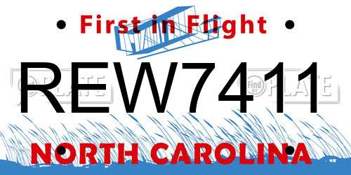 REW7411 North Carolina License Plate
